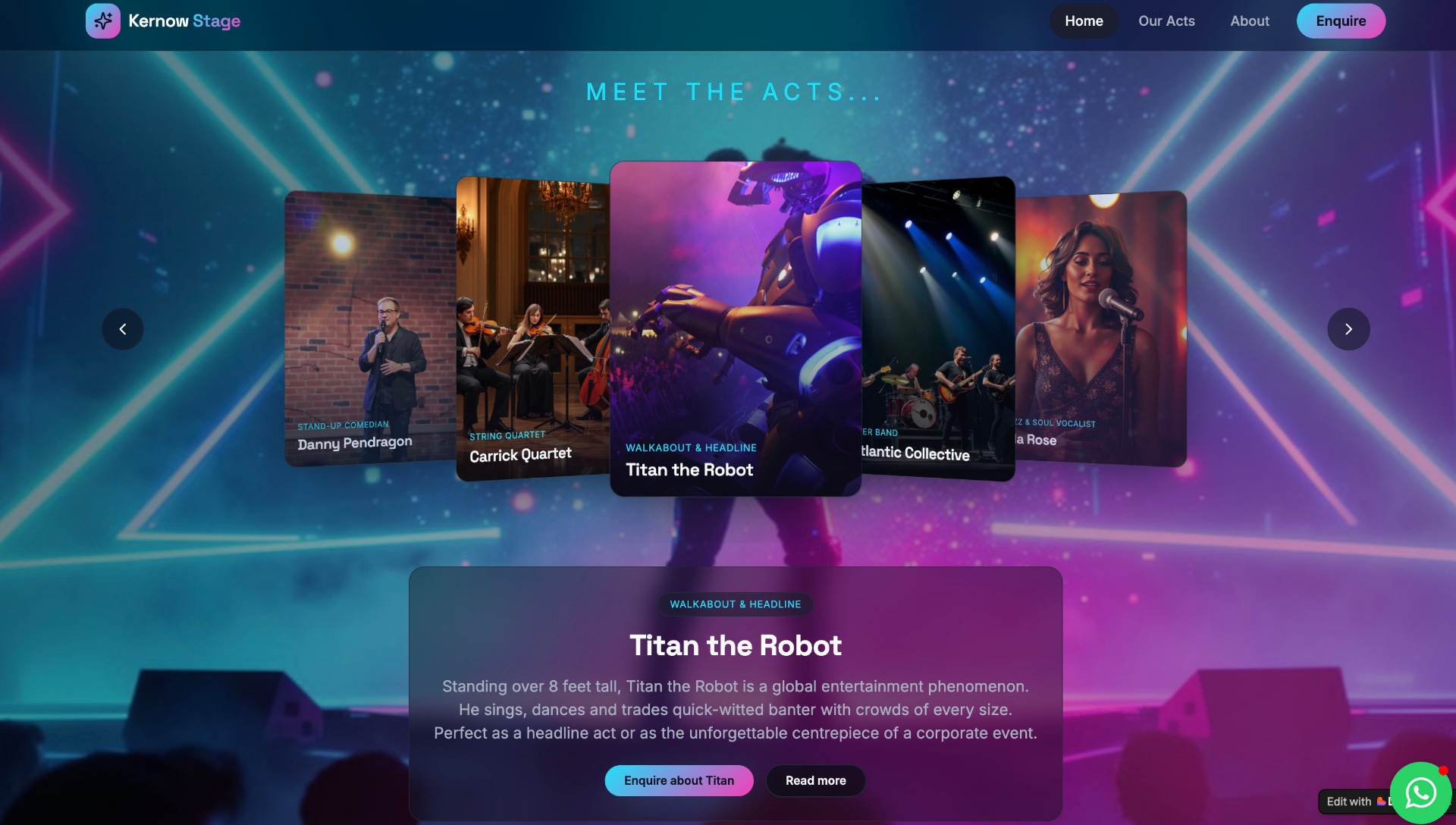 Kernow Stage — bespoke website example by Drift Southwest