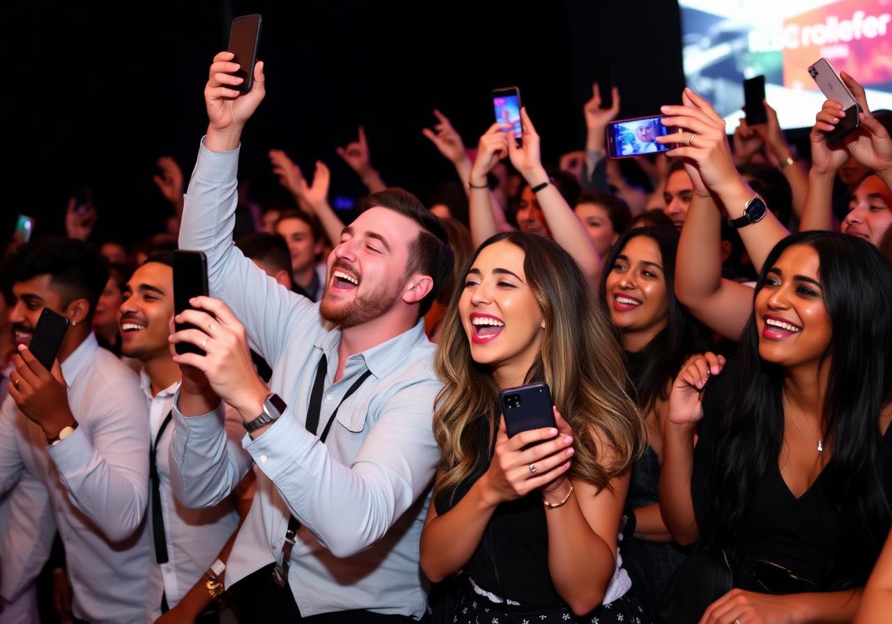 Audience reacting with excitement at a brand activation